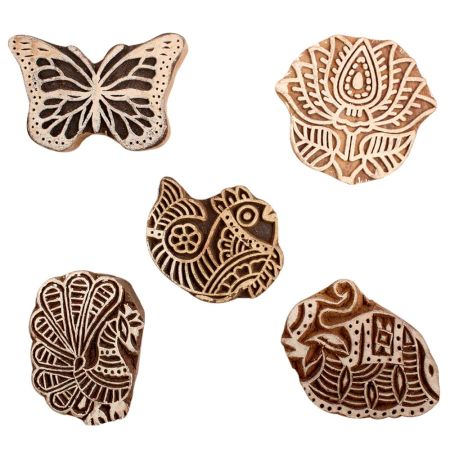Set of 5 Piece New Mix Wooden Printing Block